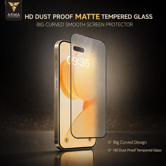 AKMA HD Dustproof Matte Glass Screen Protector for iPhone 15/16 – Anti-Glare Display, Anti-Reflection Coating, 9H Hardness, 9D Curved Edge, Anti-Scratch, Smooth Touch Response, Full Coverage