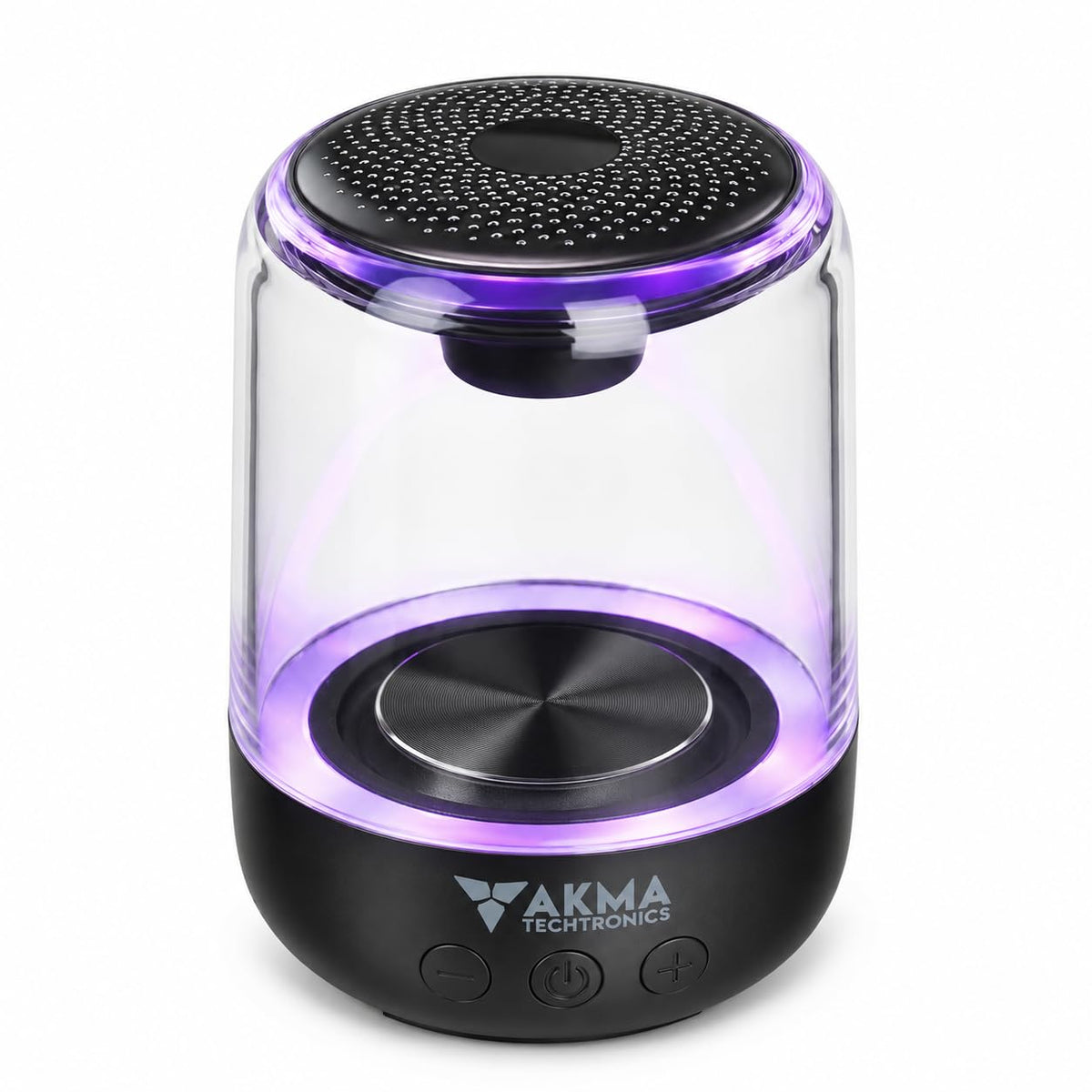 Studio Mini Portable Bluetooth Speaker - Transparent Wireless Speaker with Bluetooth 5.3, Powerful Bass, 360° Clear Sound & Ambient LED Lights, Built-in Mic, Supports TF Card & USB Flash Drive