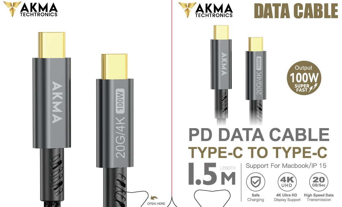 100W Type C to Type C 20GBPS CABLE - 1.5M