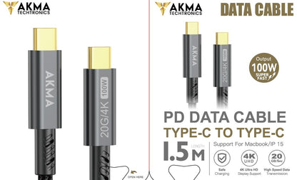 100W Type C to Type C 20GBPS CABLE - 1.5M