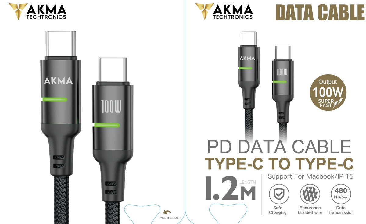 100W C-C CABLE - 1.2M WITH LED Indicator