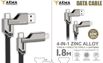 4 IN 1 ZINC ALLOY CABLE - 1.7M