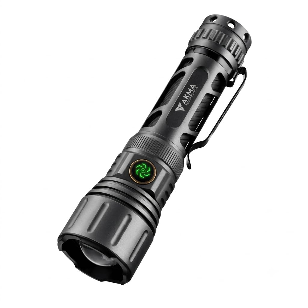 Powerful Tactical LED Flashlight 1000 Lumens, High-Power Waterproof Torch Light with 3rd Gen White Laser Emitter, Telescopic Zoom, 6 Modes & Type-C, Rechargeable Battery for Camping & Home Emergency