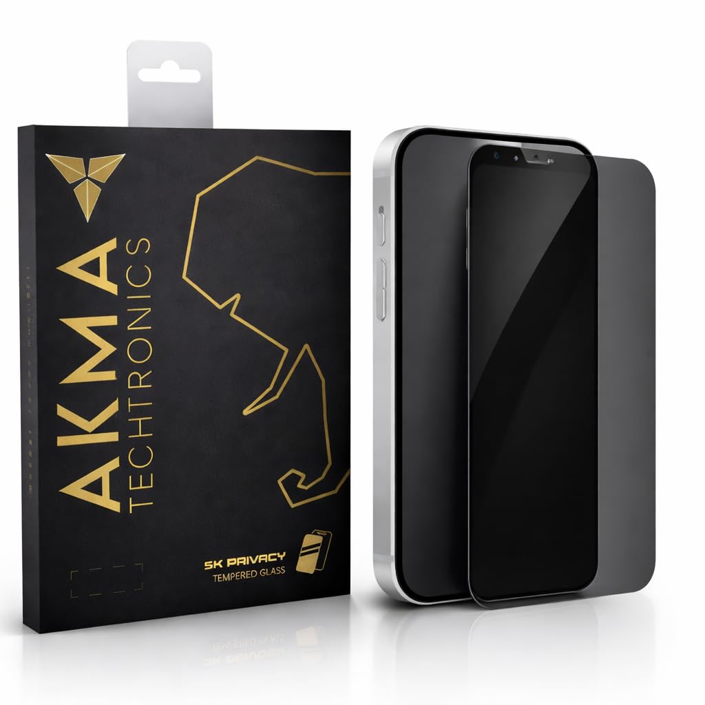 AKMA Techtronics 5X Privacy Tempered Glass Screen Protector for iPhone 15 Pro Max – Extreme Privacy, HD Anti-Spy, Super Hard Anti-Scratch, 5-Layer Reinforced Protection, Anti-Fingerprint, Ultra-Smooth Touch