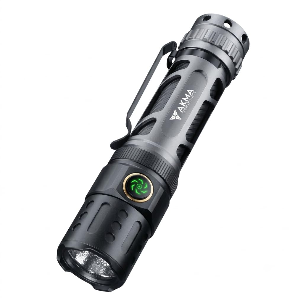 Rechargeable Tactical LED Flashlight 2200 Lumens Super Bright Torch Light with Dual Switch, 350M Beam Distance, Type-C Charging, 18650 Battery, Pocket Clip for Camping, Emergency & Outdoor Use