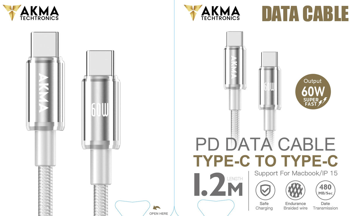 60W Type C to Type C CABLE - Braided - 1.2M