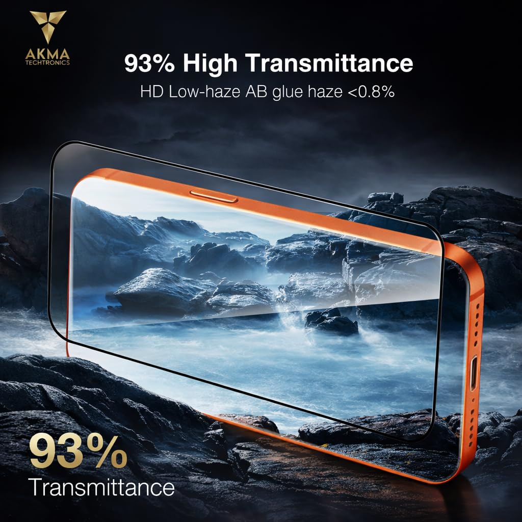 AKMA Durallium Vitrax SuperStrong Tempered Glass Screen Protector for iPhone 17 Pro | 9H Hardness, 15X Military Grade, 45KG Edge Resistance, 360° Ultra Toughness, 93% HD Clear, Anti-Fingerprint