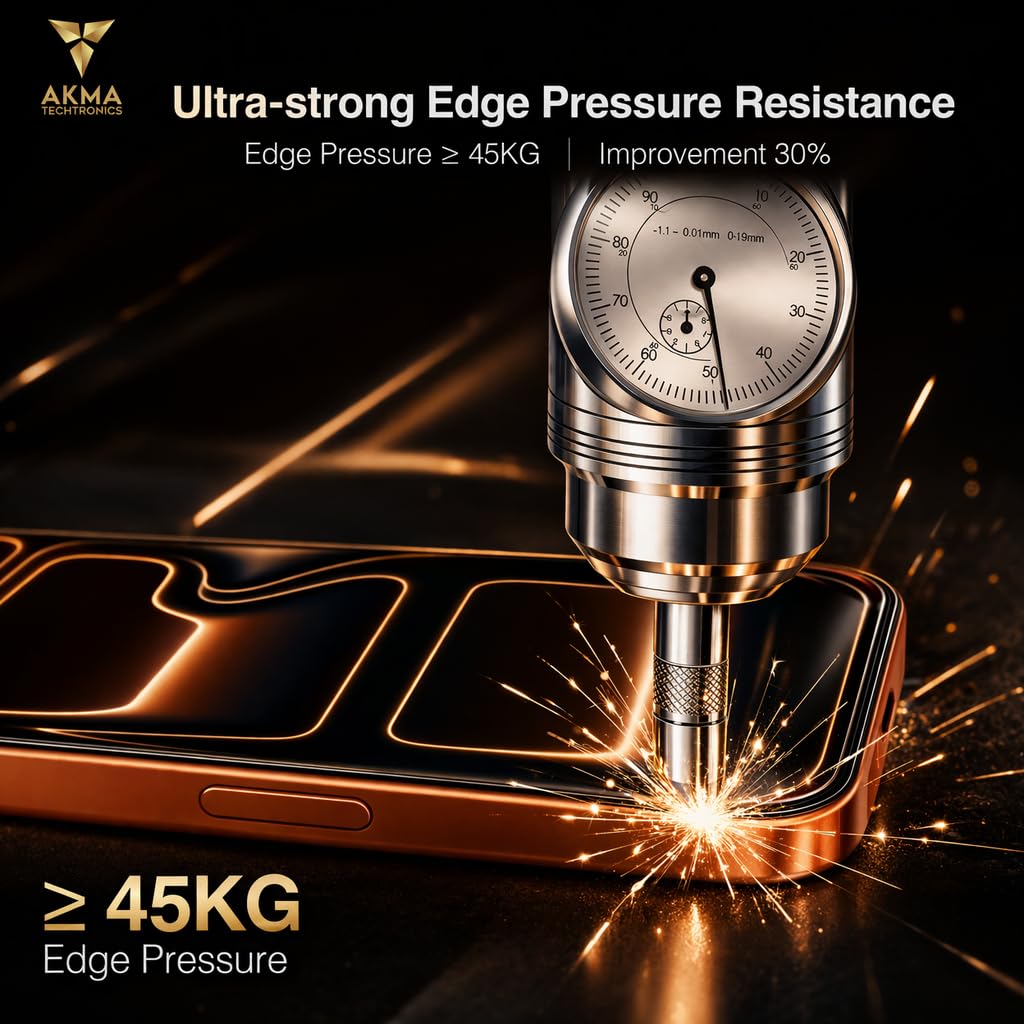 AKMA Durallium Vitrax SuperStrong Tempered Glass Screen Protector for iPhone 17 Pro | 9H Hardness, 15X Military Grade, 45KG Edge Resistance, 360° Ultra Toughness, 93% HD Clear, Anti-Fingerprint