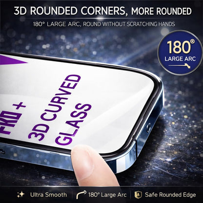 AKMA PRO+ 3D HD Curved Tempered Glass Screen Protector for iPhone 13 / 13 Pro / 14 – Ultra Strong, Full Coverage, Rounded 3D Corners, Explosion-Proof, Scratch Resistant, Anti-Fingerprint, 5-Layer Reinforced