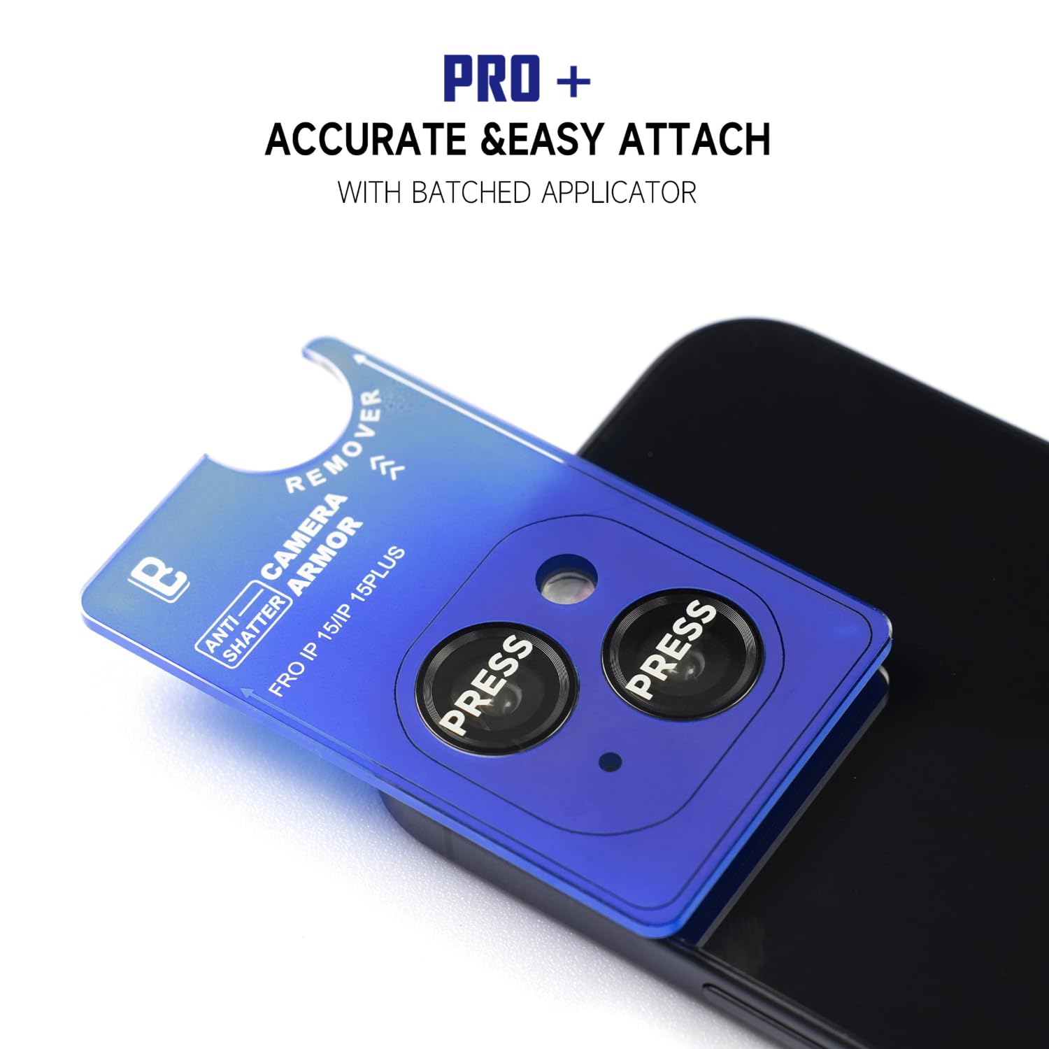 PRO+ Camera Lens Protector for iPhone 15/15 Plus / 15 Pro / 15 Pro Max | Anti-Shatter Aluminium Ring with 9H Hardness Glass | Case Friendly Individual Lens Armor (Black, iPhone 15/15 Plus) - Yellow