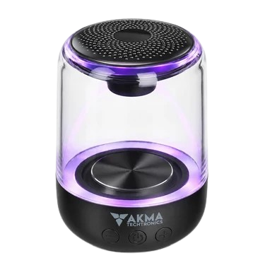 Studio Mini Portable Bluetooth Speaker - Transparent Wireless Speaker with Bluetooth 5.3, Powerful Bass, 360° Clear Sound & Ambient LED Lights, Built-in Mic, Supports TF Card & USB Flash Drive