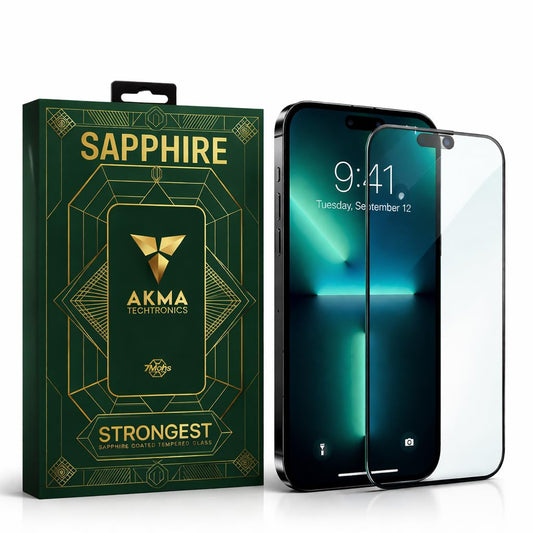 AKMA Sapphire Coated Tempered Glass Screen Protector for iPhone 17 Pro Max | Original Sapphire Plating, 3X Scratch Resistance, 45KG Edge Resistance, Explosion Proof, 93% HD Clarity, Anti-Fingerprint Glass