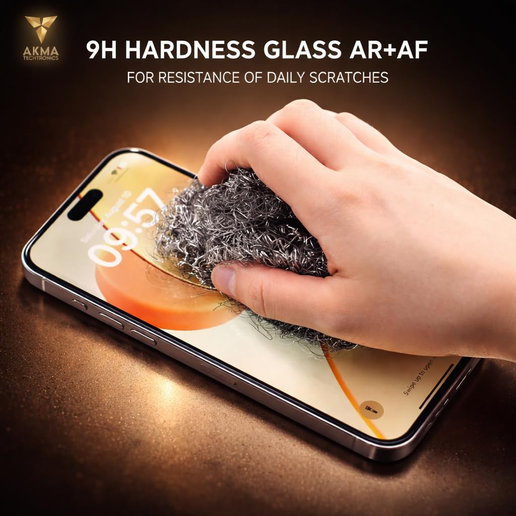 AKMA HD Dustproof Clear Glass Screen Protector for iPhone 16 Pro Max – 9H Hardness, Ultra Clear Display, 92% Transparency, 9D Curved Edge, Full Coverage, Anti-Scratch, Smooth Touch Response