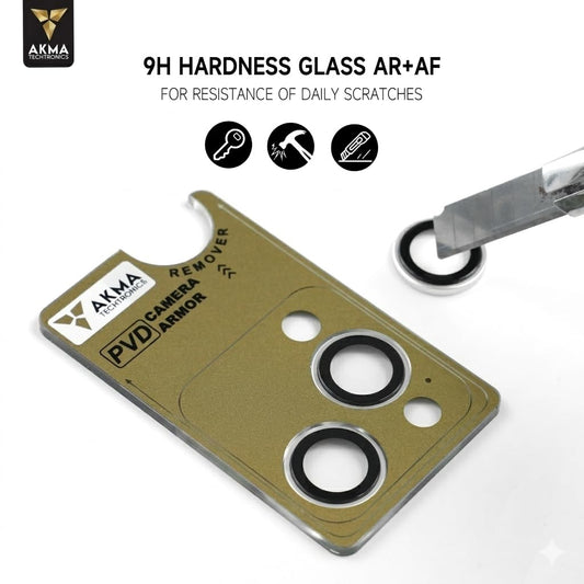 AKMA PVD Camera Lens Protector for iPhone – 9H Hardness Aviation Aluminum Armor Glass, HD Clarity, Case Friendly, Anti-Scratch & Easy Auto-Alignment Installation Kit (Black, iPhone 15/15 Plus) - Yellow