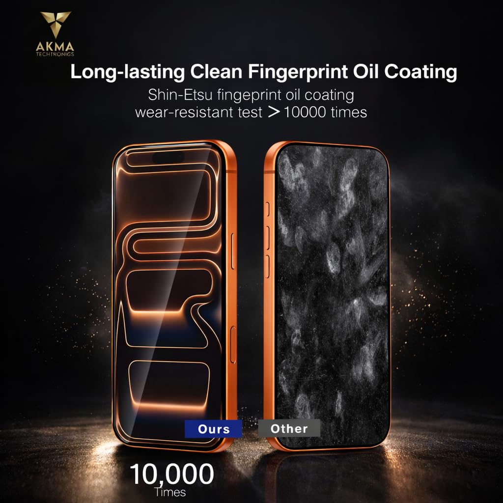 AKMA Durallium Vitrax SuperStrong Tempered Glass Screen Protector for iPhone 17 Pro | 9H Hardness, 15X Military Grade, 45KG Edge Resistance, 360° Ultra Toughness, 93% HD Clear, Anti-Fingerprint