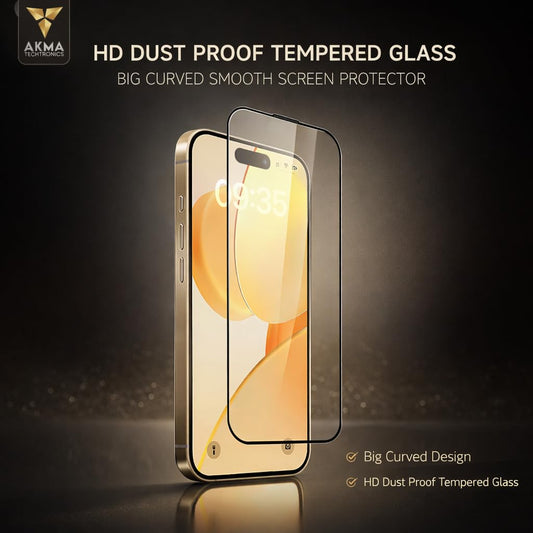 AKMA HD Dustproof Clear Glass Screen Protector for iPhone 15 Plus /16 Plus – 9H Hardness, Ultra Clear Display, 92% Transparency, 9D Curved Edge, Full Coverage, Anti-Scratch, Smooth Touch Response