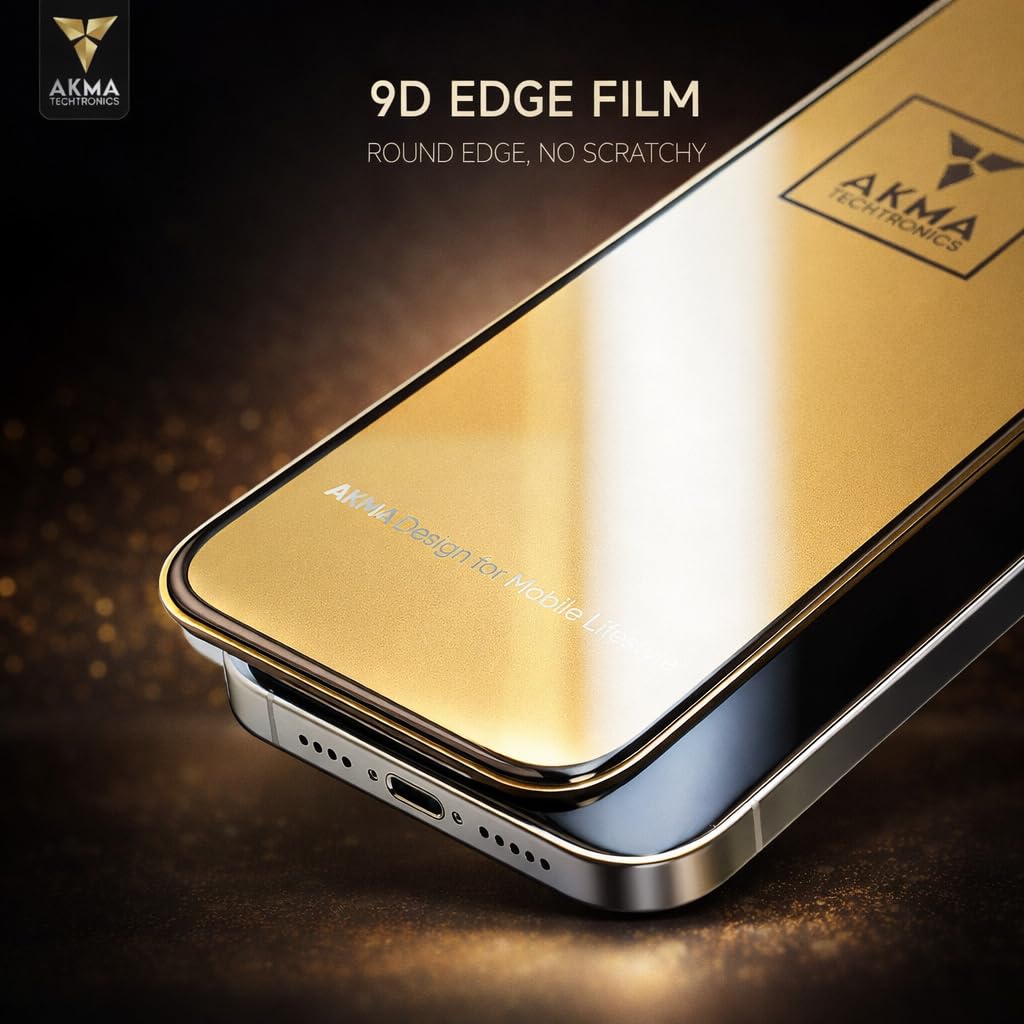 AKMA HD Dustproof Clear Glass Screen Protector for iPhone 16 Pro Max – 9H Hardness, Ultra Clear Display, 92% Transparency, 9D Curved Edge, Full Coverage, Anti-Scratch, Smooth Touch Response