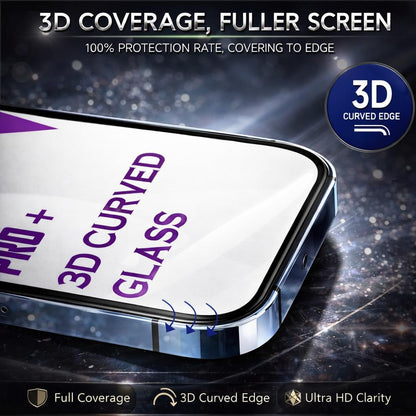 AKMA PRO+ 3D HD Curved Tempered Glass Screen Protector for iPhone 14 Pro Max – Ultra Strong, Full Coverage, Rounded 3D Corners, Explosion-Proof, Scratch Resistant, Anti-Fingerprint, 5-Layer Reinforced