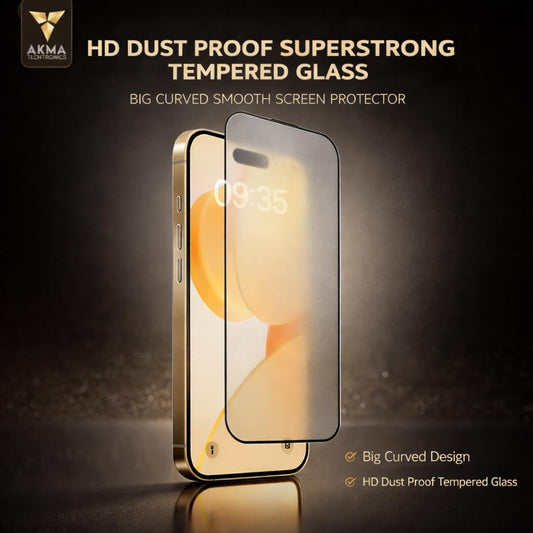 AKMA HD Dustproof Superstrong Glass Screen Protector for iPhone 15/16 – 9H+ Hardness, Heavy Duty Protection, Reinforced Strength, 9D Curved Edge, Full Coverage, Anti-Scratch, Smooth Touch Response