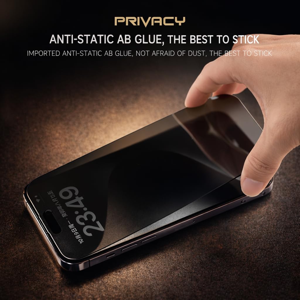 AKMA Techtronics 5X Privacy Tempered Glass Screen Protector for iPhone 15 Plus /16 Plus – Extreme Privacy, HD Anti-Spy, Super Hard Anti-Scratch, 5-Layer Reinforced Protection, Anti-Fingerprint, Ultra-Smooth Touch