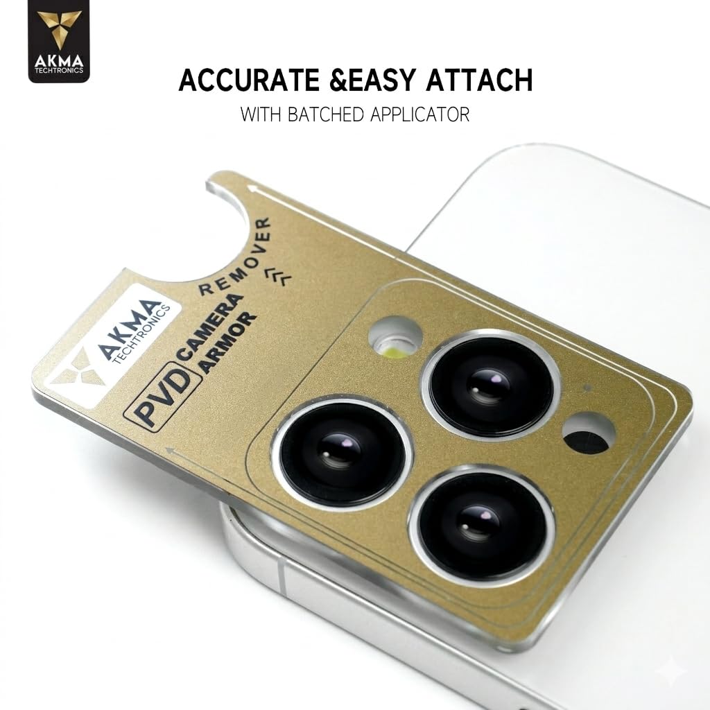 AKMA PVD Camera Lens Protector for iPhone – 9H Hardness Aviation Aluminum Armor Glass, HD Clarity, Case Friendly, Anti-Scratch & Easy Auto-Alignment Installation Kit (Black, iPhone 15/15 Plus) - Yellow