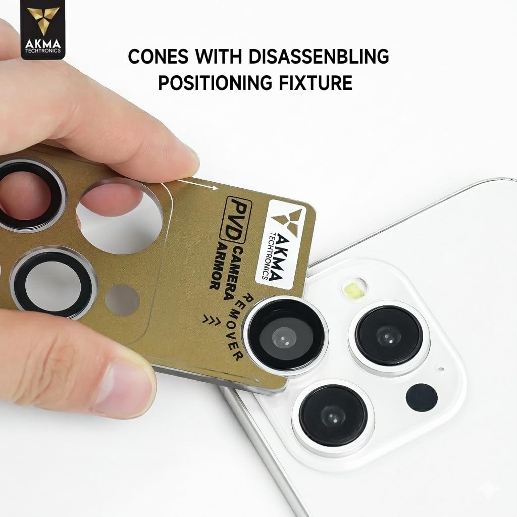 AKMA PVD Camera Lens Protector for iPhone – 9H Hardness Aviation Aluminum Armor Glass, HD Clarity, Case Friendly, Anti-Scratch & Easy Auto-Alignment Installation Kit (Black, iPhone 15/15 Plus) - Yellow