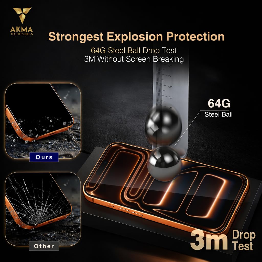 AKMA Sapphire Coated Tempered Glass Screen Protector for iPhone 17 Air | Original Sapphire Plating, 3X Scratch Resistance, 45KG Edge Resistance, Explosion Proof, 93% HD Clarity, Anti-Fingerprint Glass