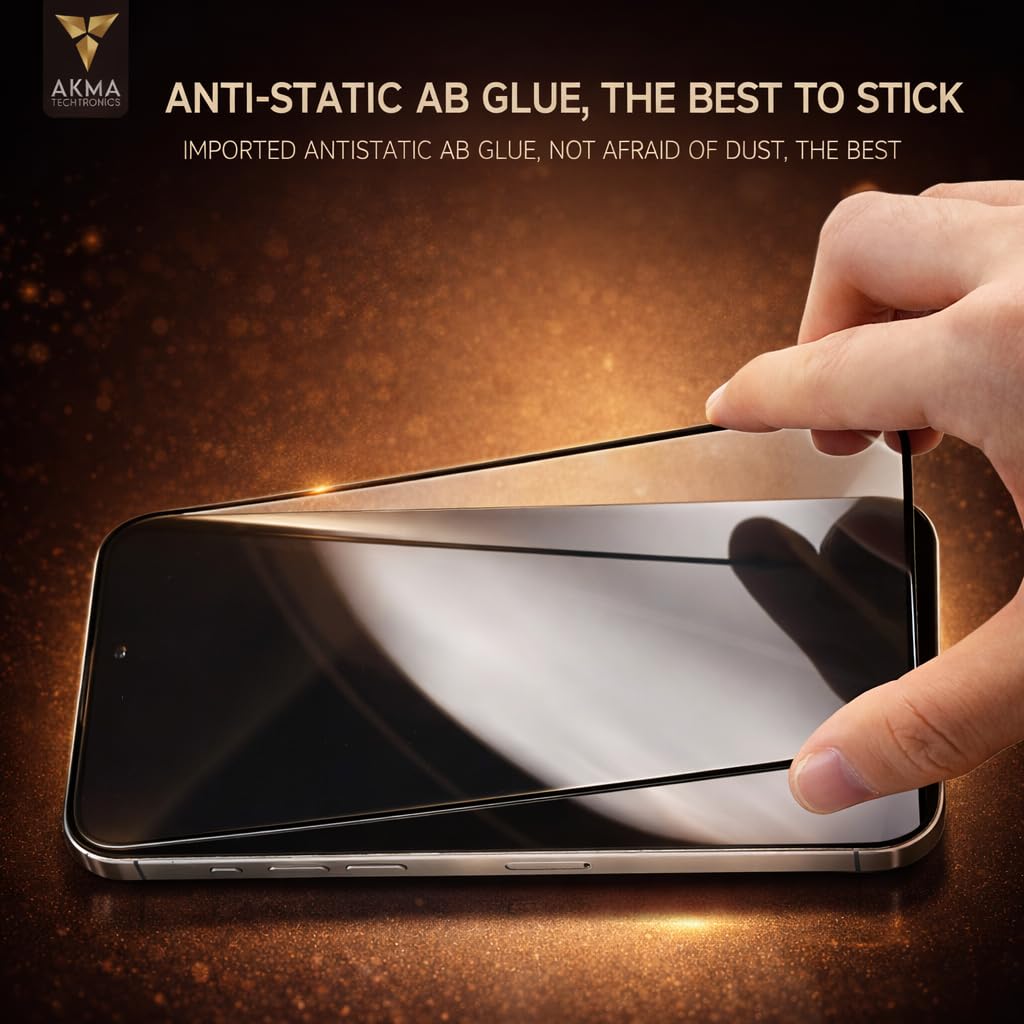 AKMA HD Dustproof Clear Glass Screen Protector for iPhone 16 Pro Max – 9H Hardness, Ultra Clear Display, 92% Transparency, 9D Curved Edge, Full Coverage, Anti-Scratch, Smooth Touch Response