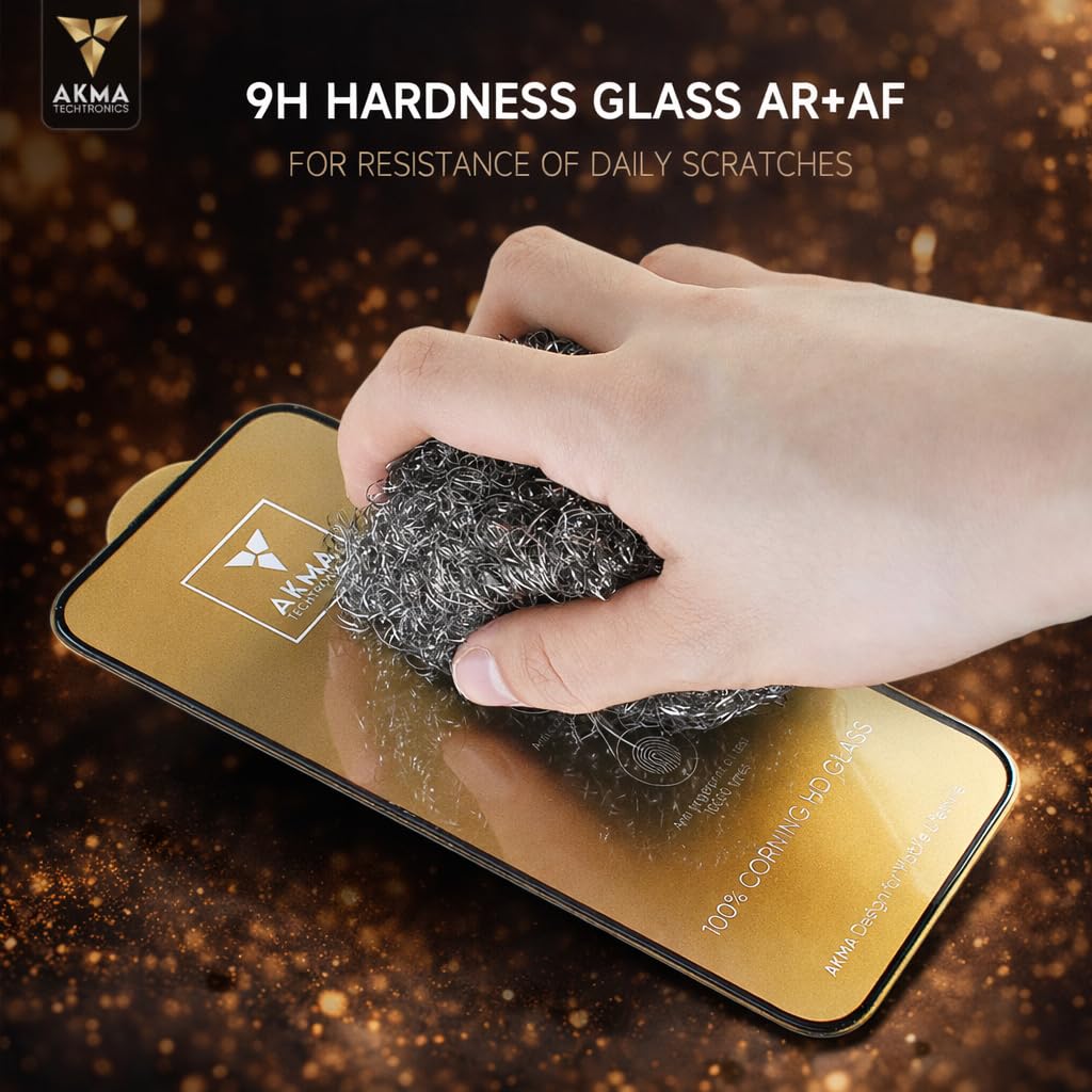 AKMA 100% Corning Glass Screen Protector for iPhone 15 Pro - Original Corning Material, 9H Hardness, 6X Stronger, Ultra HD Clear, Scratch & Explosion Resistance, Ultra Sensitive Touch