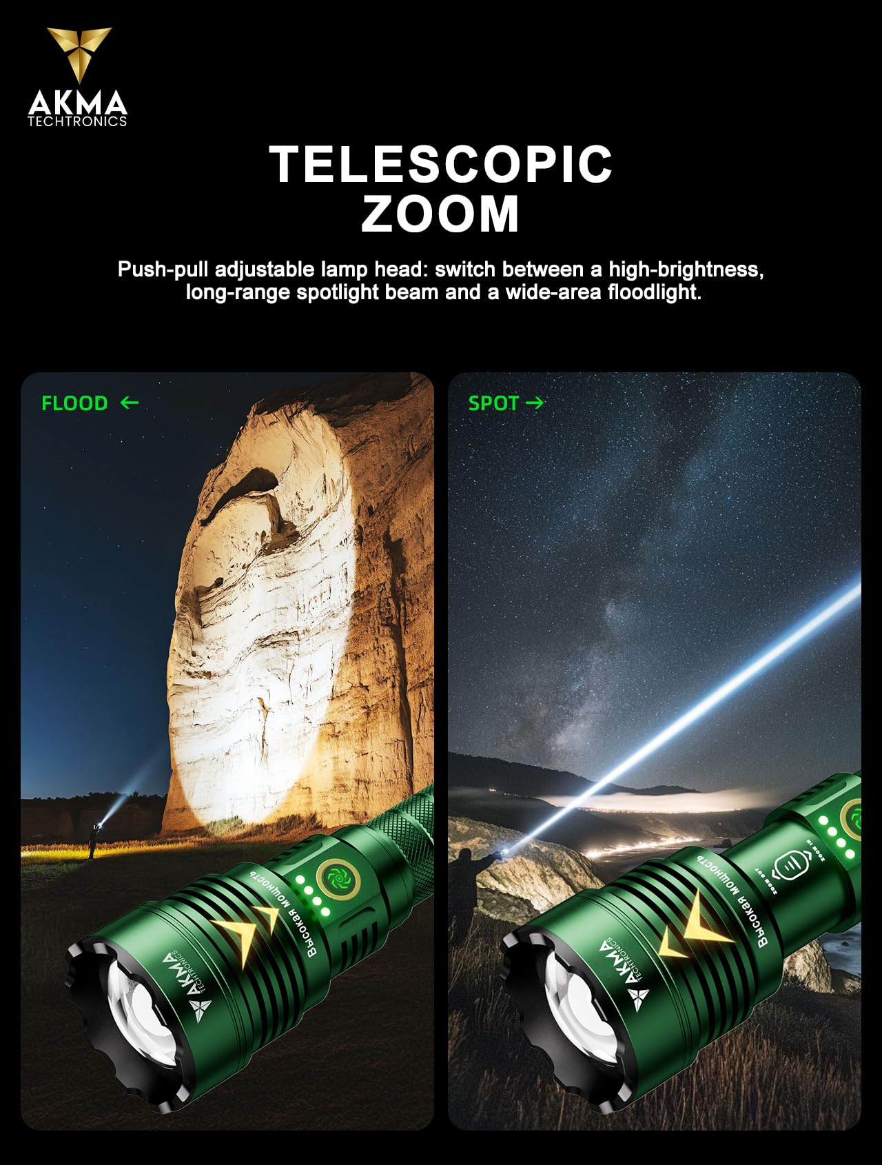AKMA TECHTRONICS Tactical LED Flashlight 2600Lumens