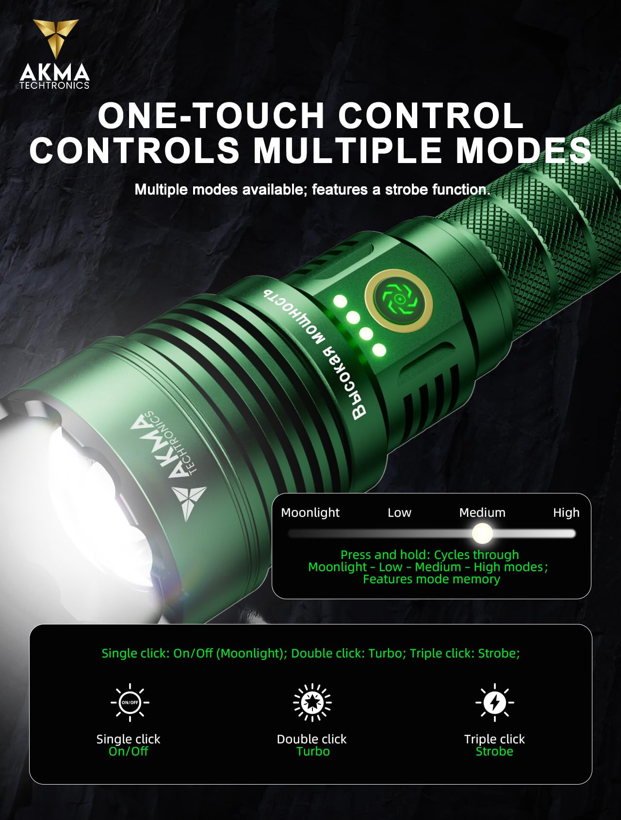 AKMA TECHTRONICS Tactical LED Flashlight 2600Lumens
