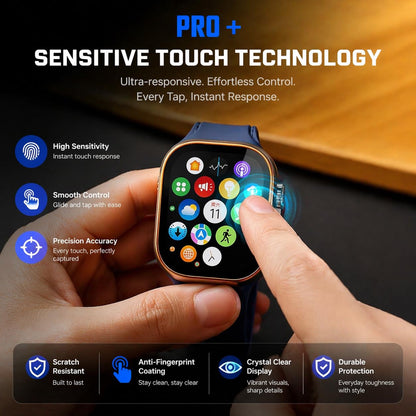 AKMA PRO+ 49MM Apple Ultra Watch 3/2/1 Tempered Glass Screen Protector (Metal border - ORANGE) – Aluminium Alloy Edge, 9H Hardness, Anti-Scratch, Ultra Clear HD, Sensitive Touch Technology, Easy Install - Silver