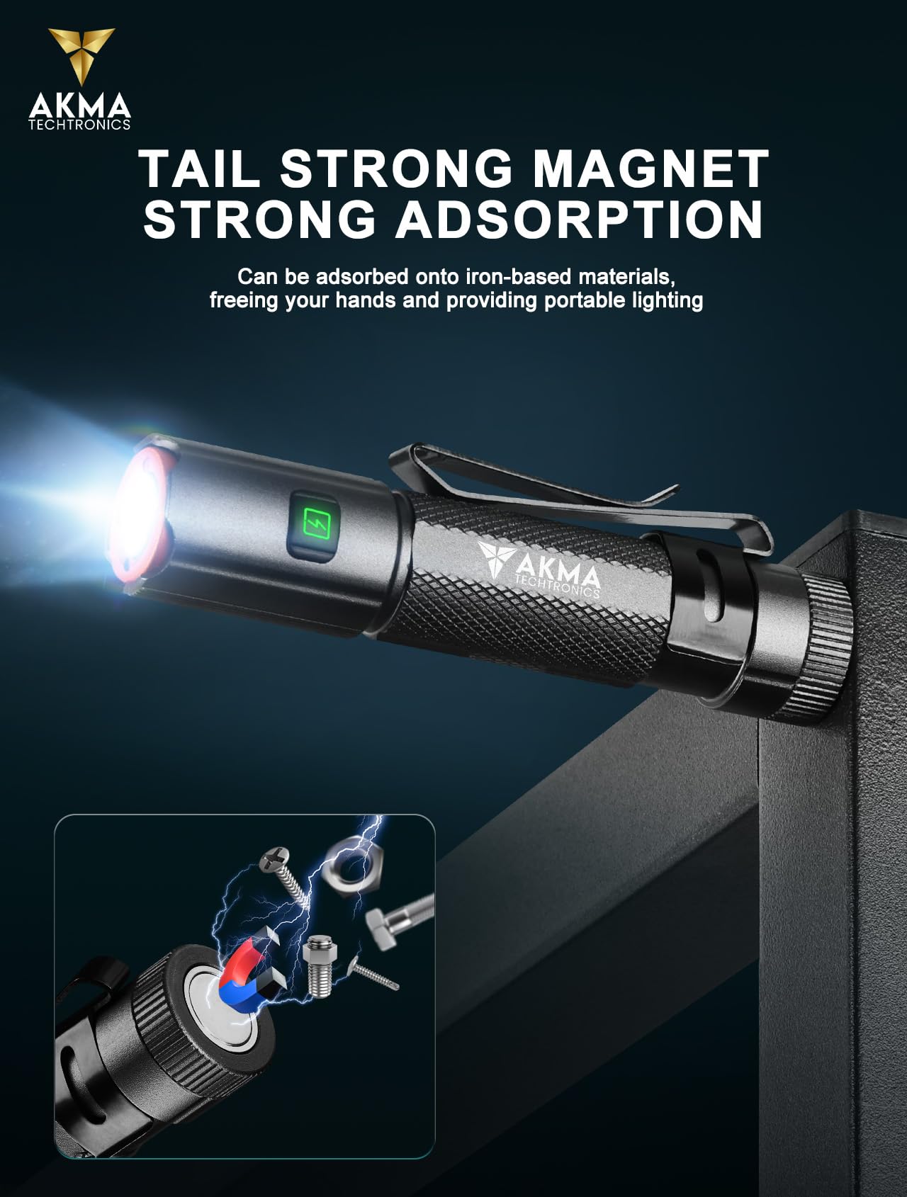 Powerful Tactical LED Flashlight 1500 Lumens High-Power XHP35 LED Micro Portable Light, 6 Modes with Red/Blue Strobe, Type-C Rechargeable 14500 Battery, Strong Magnetic Tail & Pocket Clip