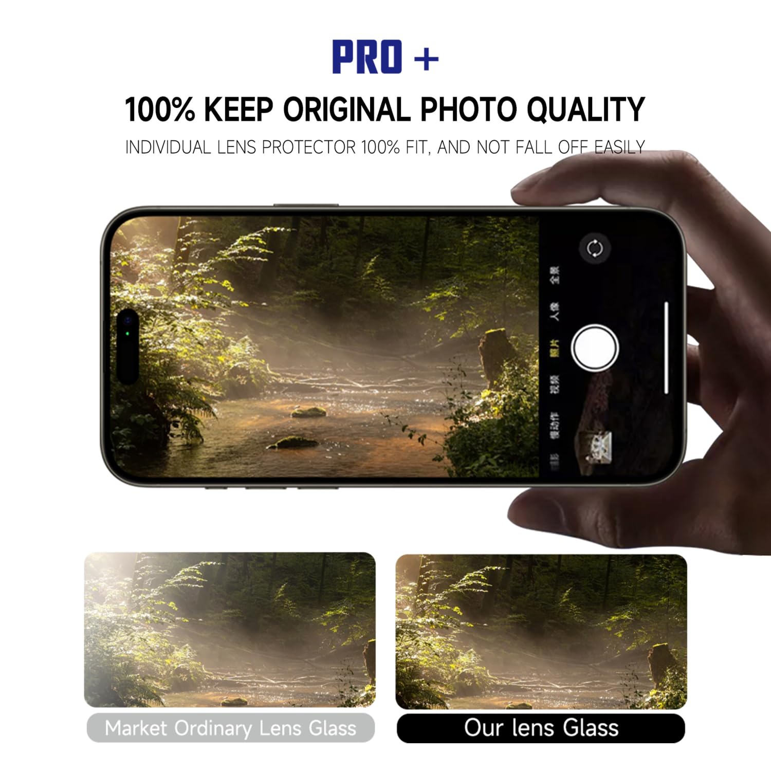 PRO+ Camera Lens Protector for iPhone 15/15 Plus / 15 Pro / 15 Pro Max | Anti-Shatter Aluminium Ring with 9H Hardness Glass | Case Friendly Individual Lens Armor (Black, iPhone 15 Pro / 15 Pro Max) - Titanium