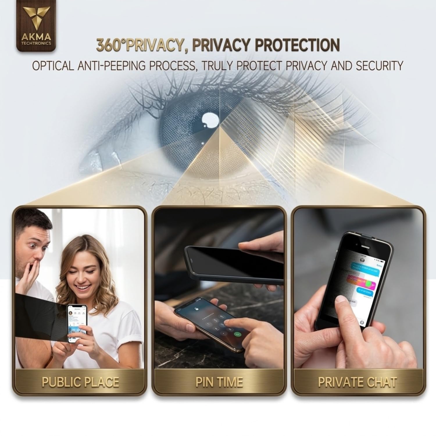 AKMA TECHTRONICS 360° Privacy Tempered Glass For iPhone 17 Air | 4-Way Anti-Spy Screen Protector | 9H Hardness, Military-Grade Protection | Anti-Fingerprint, Bubble-Free, Case Friendly Screen Guard