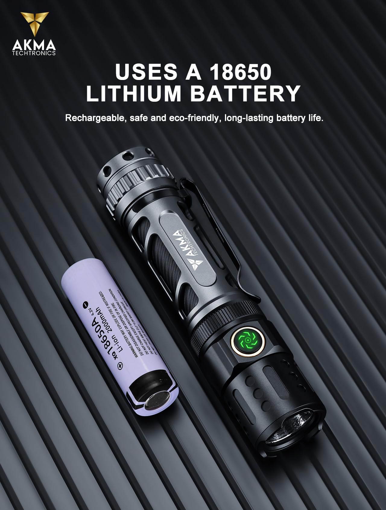 Rechargeable Tactical LED Flashlight 2200 Lumens Super Bright Torch Light with Dual Switch, 350M Beam Distance, Type-C Charging, 18650 Battery, Pocket Clip for Camping, Emergency & Outdoor Use