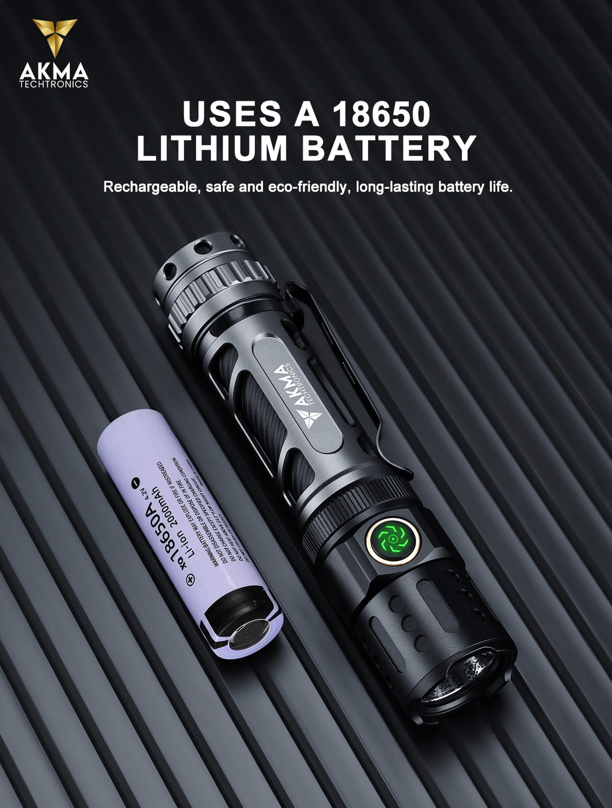 Rechargeable Tactical LED Flashlight 2200 Lumens Super Bright Torch Light with Dual Switch, 350M Beam Distance, Type-C Charging, 18650 Battery, Pocket Clip for Camping, Emergency & Outdoor Use