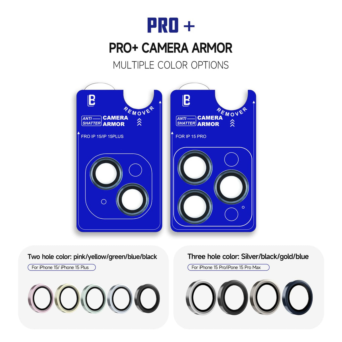 PRO+ Camera Lens Protector for iPhone 15/15 Plus / 15 Pro / 15 Pro Max | Anti-Shatter Aluminium Ring with 9H Hardness Glass | Case Friendly Individual Lens Armor (Black, iPhone 15 Pro / 15 Pro Max) - Titanium