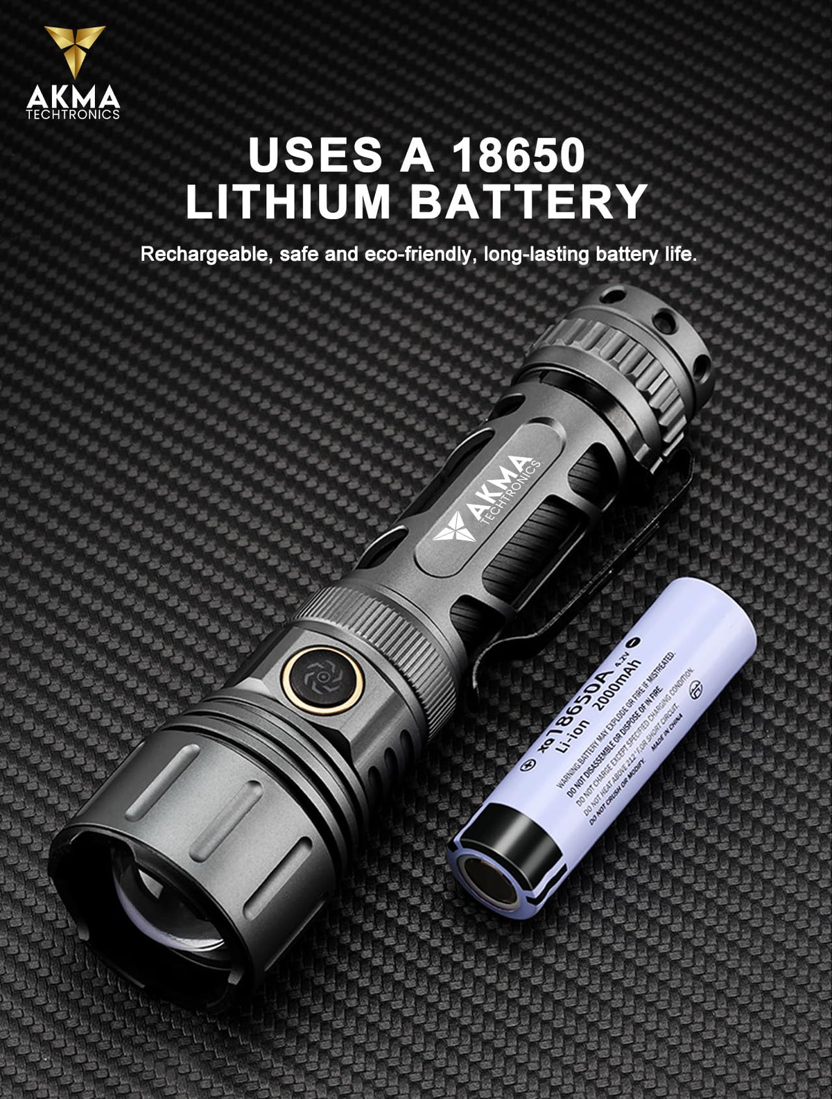 Powerful Tactical LED Flashlight 1000 Lumens, High-Power Waterproof Torch Light with 3rd Gen White Laser Emitter, Telescopic Zoom, 6 Modes & Type-C, Rechargeable Battery for Camping & Home Emergency