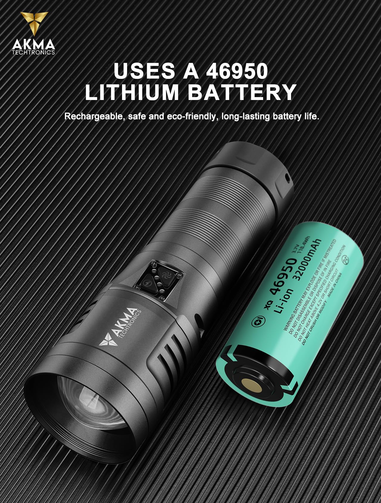 High Power Rechargeable LED Flashlight Torch with White Laser Core, 32000mAh Battery, Power Bank Function, Detachable Handle & Stepless Dimming for Outdoor, Camping & Emergency Light (Grey)