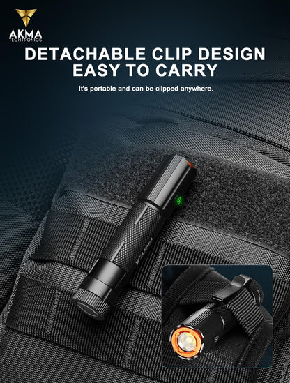 Powerful Tactical LED Flashlight 1500 Lumens High-Power XHP35 LED Micro Portable Light, 6 Modes with Red/Blue Strobe, Type-C Rechargeable 14500 Battery, Strong Magnetic Tail & Pocket Clip